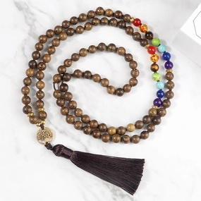 Wholesale Obsidian 108pcs Multilayer Tree of Life Tassel Pendant Bracelet