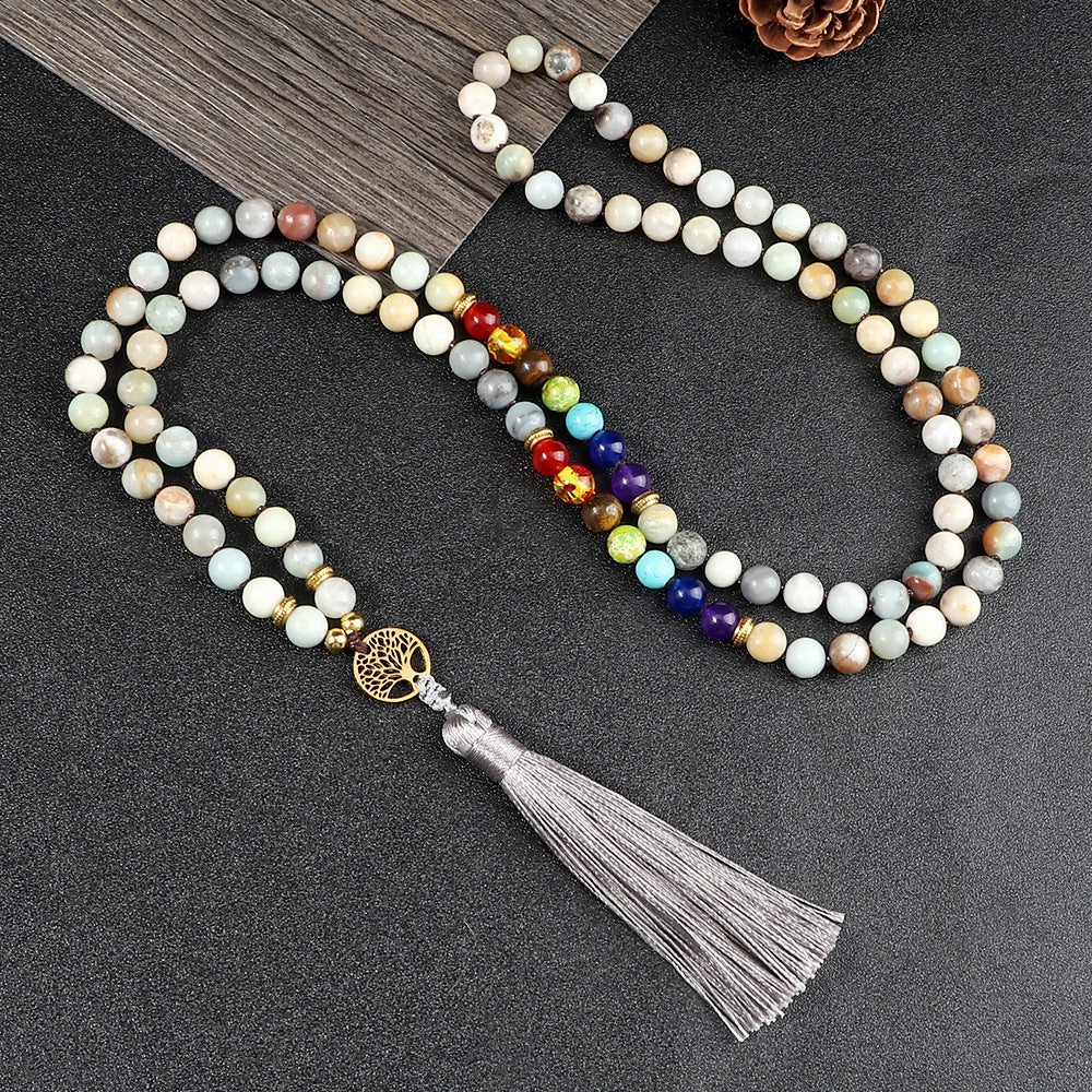 Wholesale Obsidian 108pcs Multilayer Tree of Life Tassel Pendant Bracelet