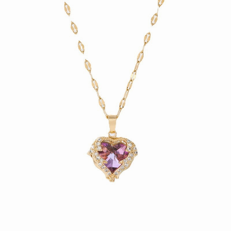 Wholesale Ocean Heart Love Color Pendant Titanium Steel Necklaces