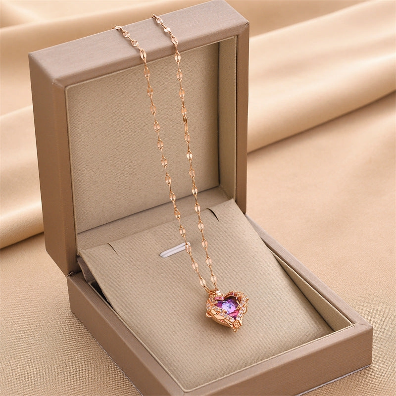 Wholesale Ocean Heart Love Color Pendant Titanium Steel Necklaces