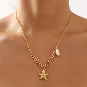 Wholesale Ocean Style Starfish Pendant Stainless Steel Necklace