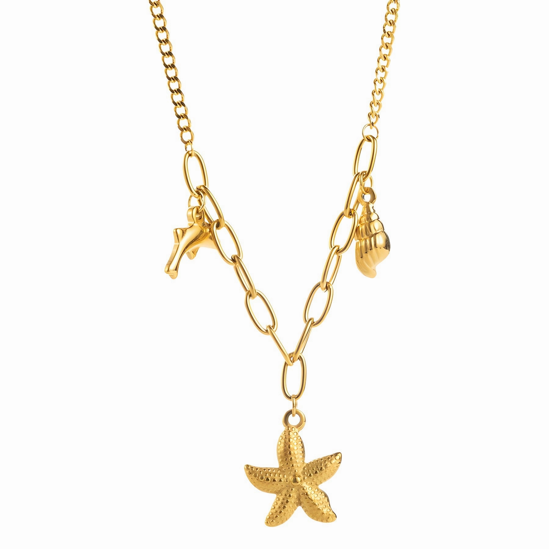 Wholesale Ocean Style Starfish Pendant Stainless Steel Necklace