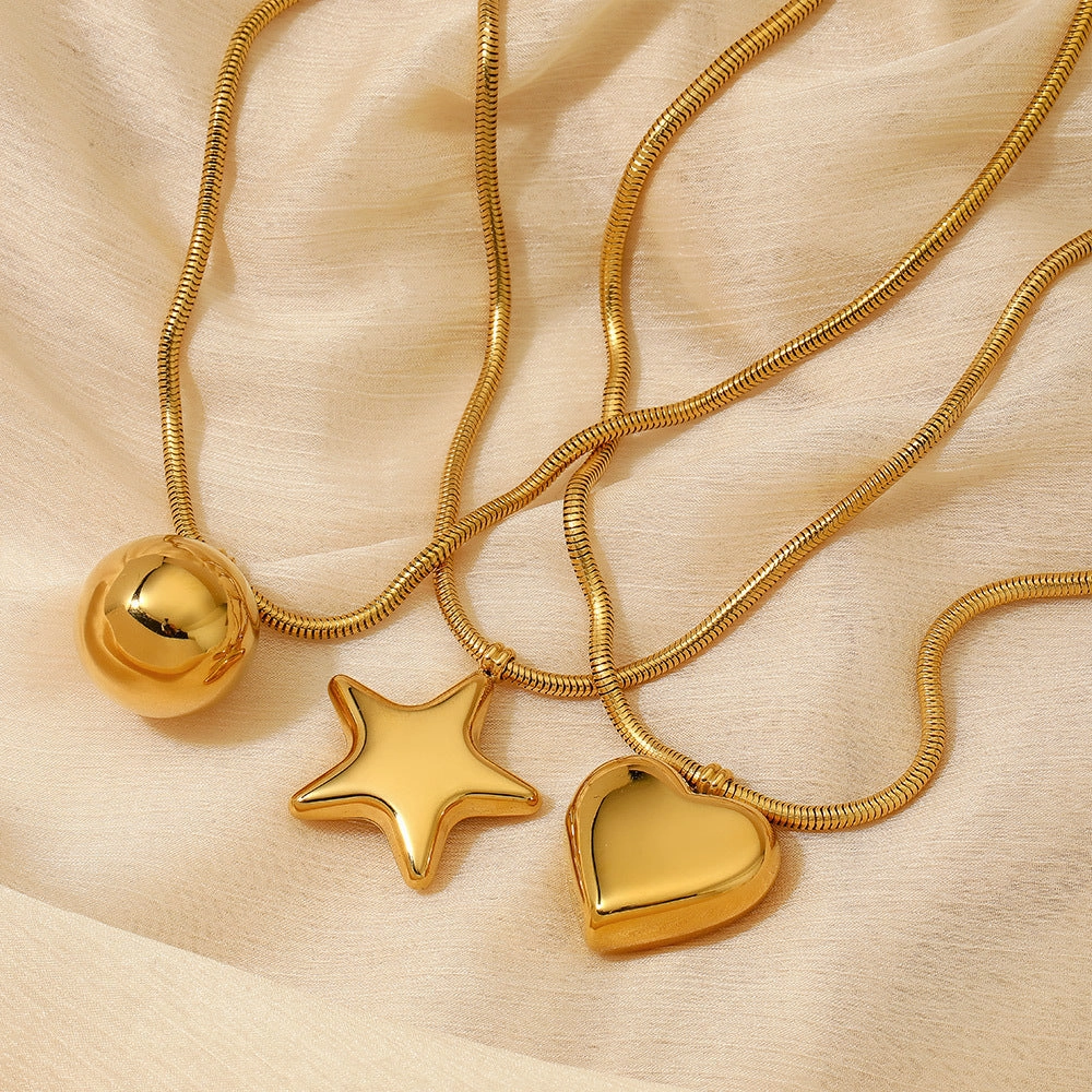 Wholesale of Large-sized Love Pentagonal Stainless Steel Necklaces