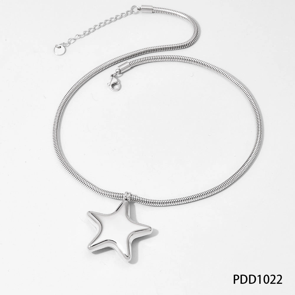 Wholesale of Large-sized Love Pentagonal Stainless Steel Necklaces