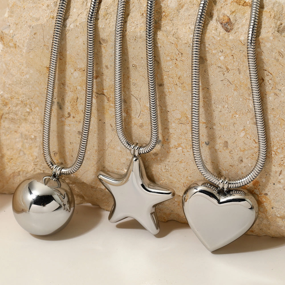Wholesale of Large-sized Love Pentagonal Stainless Steel Necklaces
