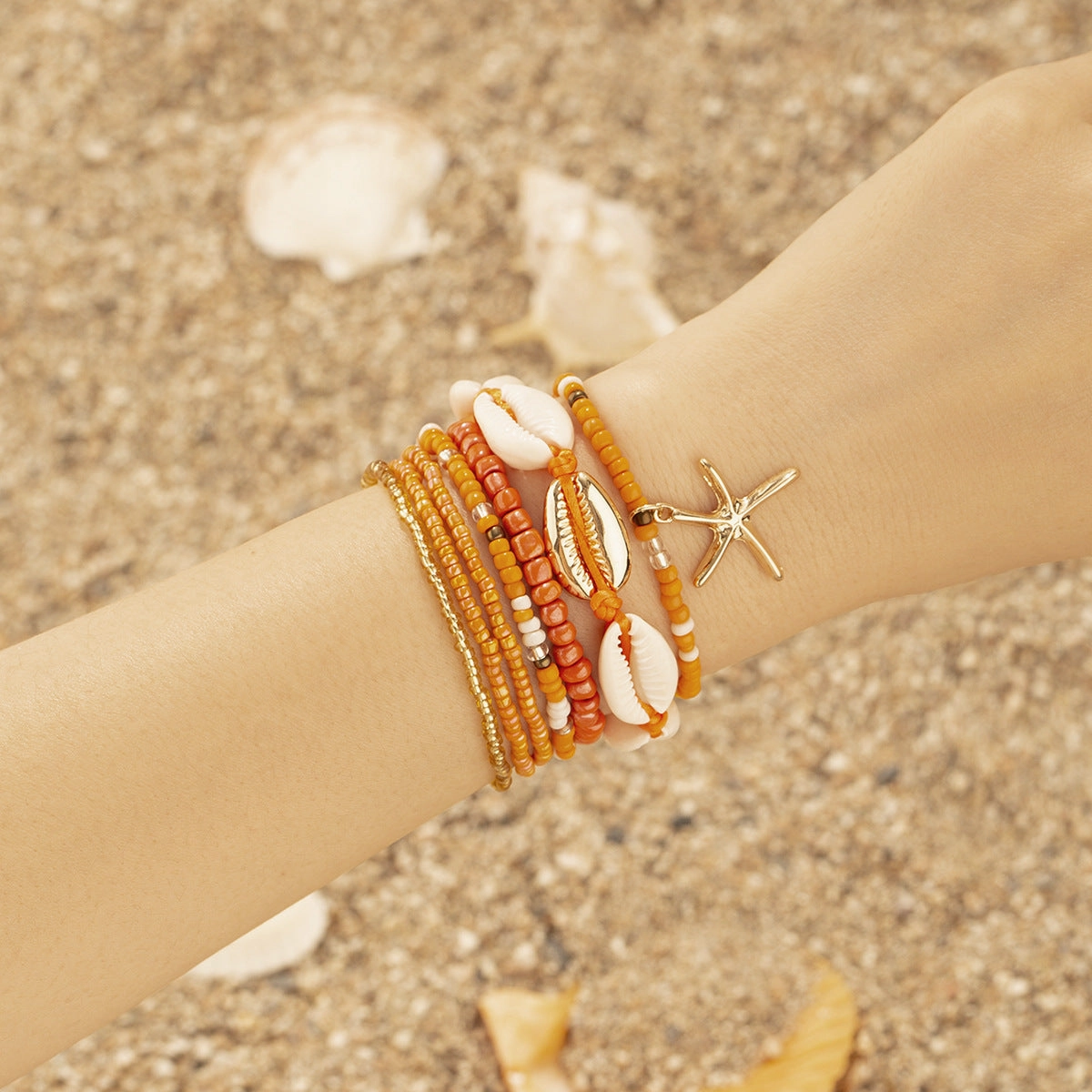 Wholesale of Multi-layer Starfish Shell Rice Bead Bracelets