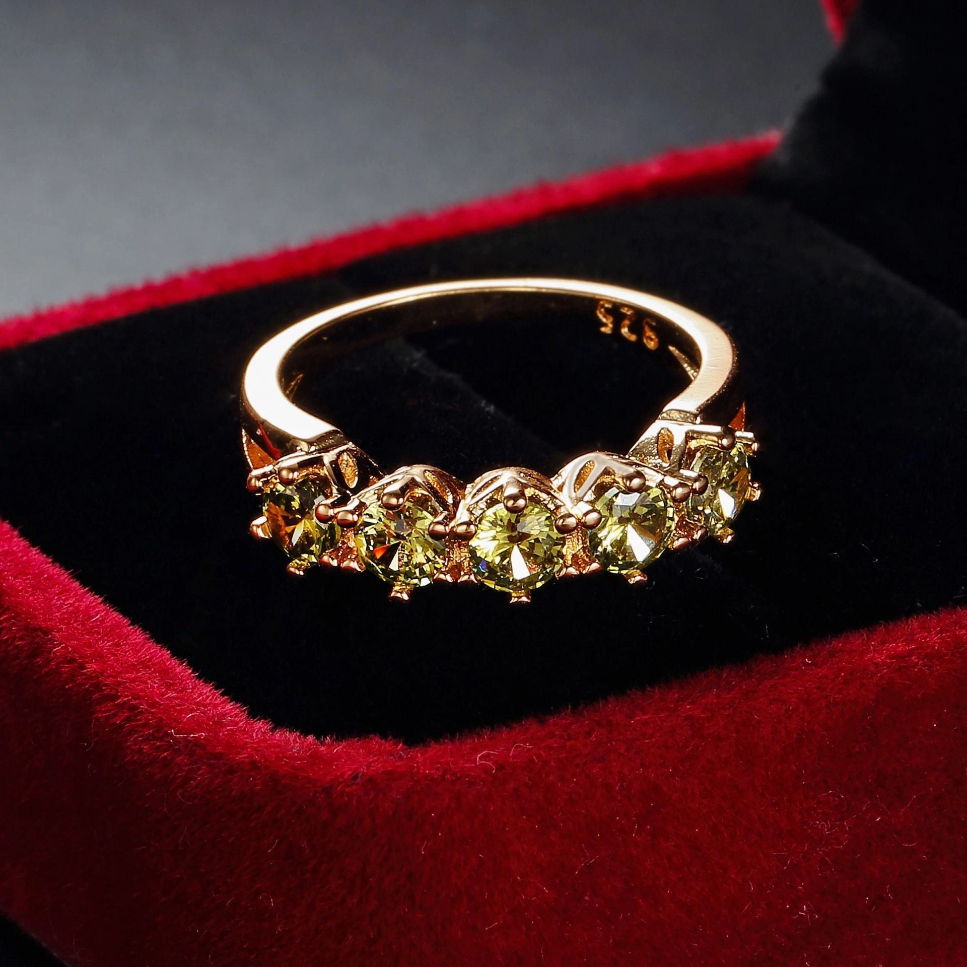 Wholesale of New Green Zircon Copper Rings