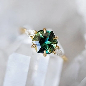 Wholesale of New Green Zircon Copper Rings