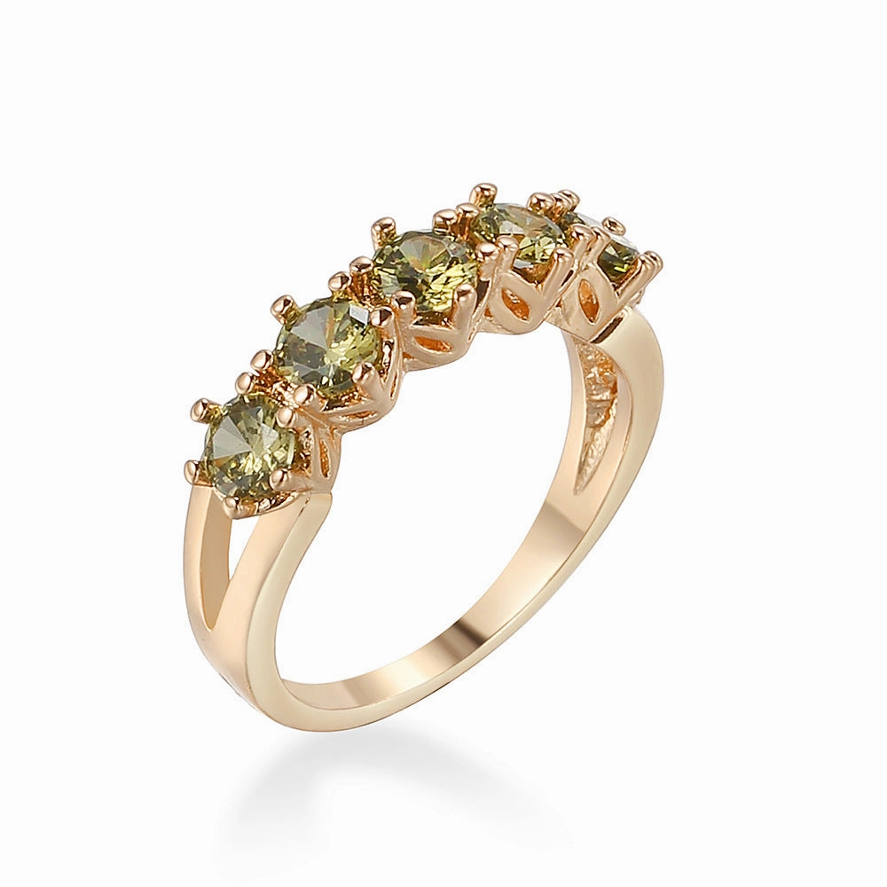 Wholesale of New Green Zircon Copper Rings