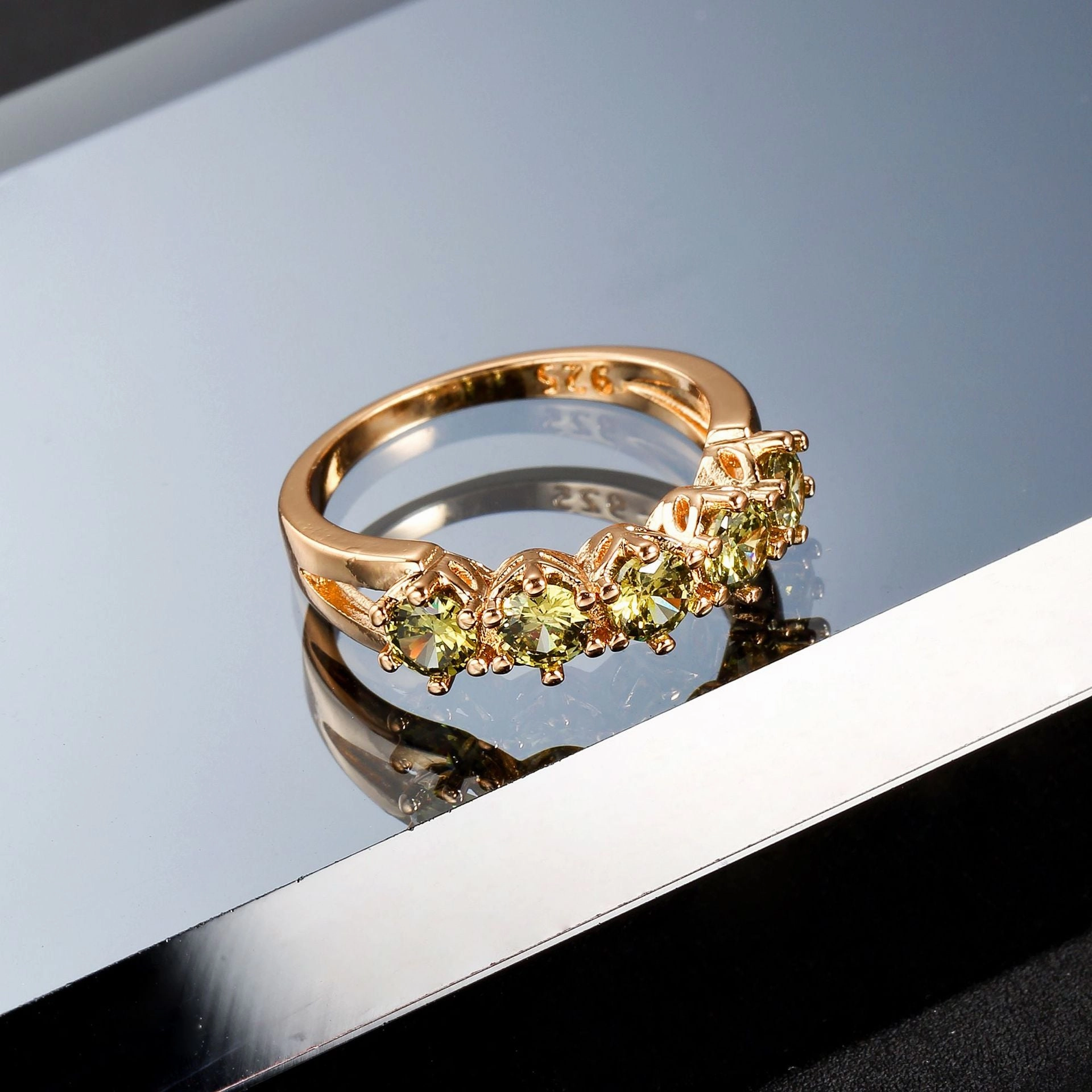 Wholesale of New Green Zircon Copper Rings