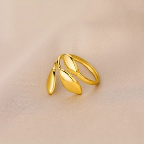 Wholesale of New Minimalist Stainless Steel Leaf Opening Titanium Steel Rings