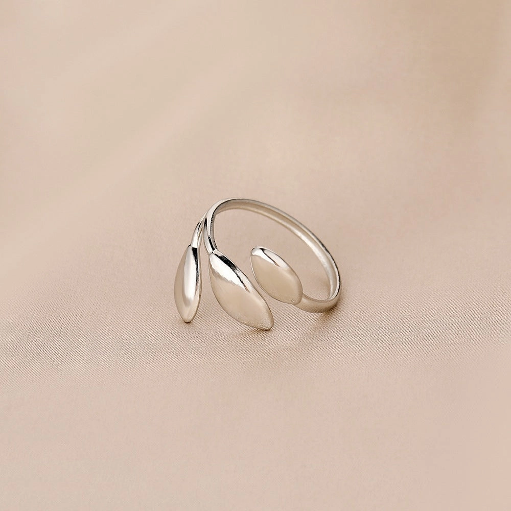 Wholesale of New Minimalist Stainless Steel Leaf Opening Titanium Steel Rings