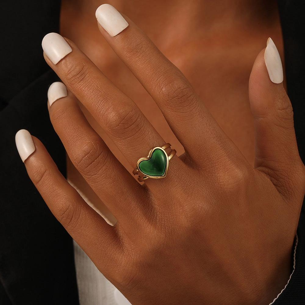 Wholesale of New Stainless Steel Golden Open Heart Oil Dripping Rings