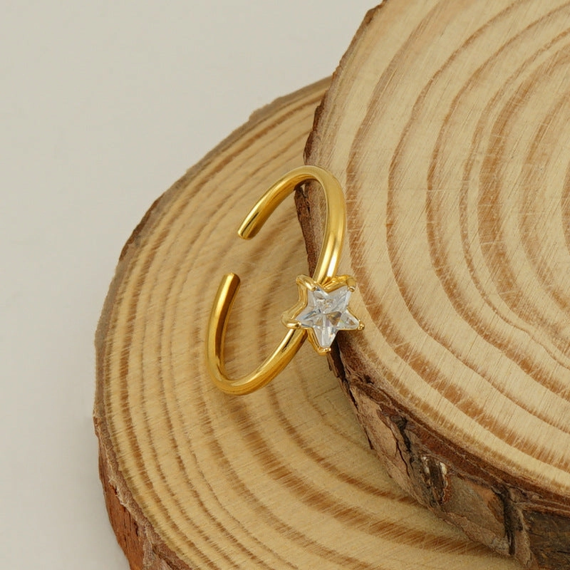 Wholesale of New Stainless Steel Inlaid Zircon Open Ring