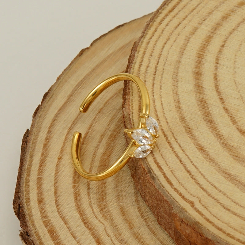 Wholesale of New Stainless Steel Inlaid Zircon Open Ring