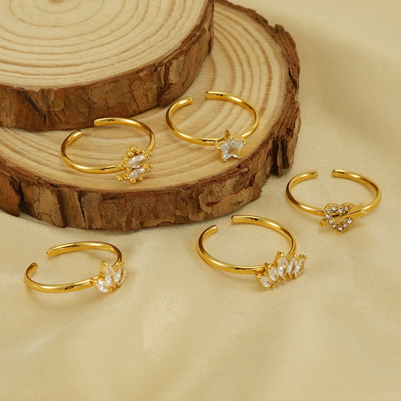 Wholesale of New Stainless Steel Inlaid Zircon Open Ring