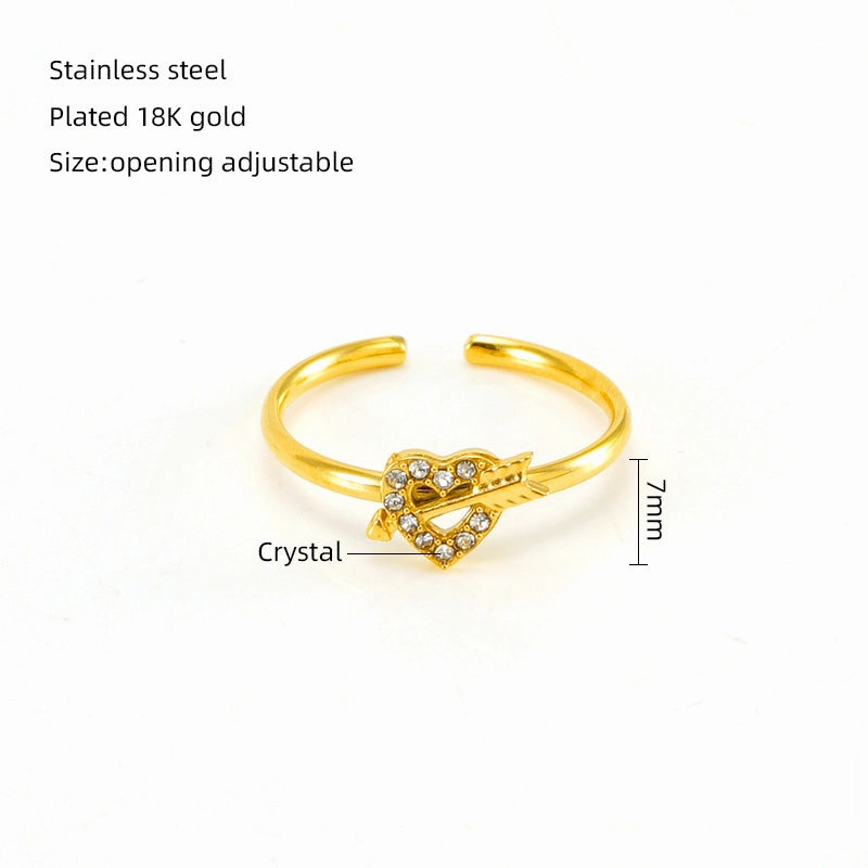Wholesale of New Stainless Steel Inlaid Zircon Open Ring