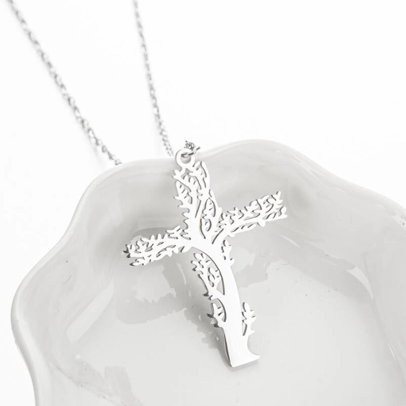Wholesale of New Tree of Life Cross Stainless Steel Necklace