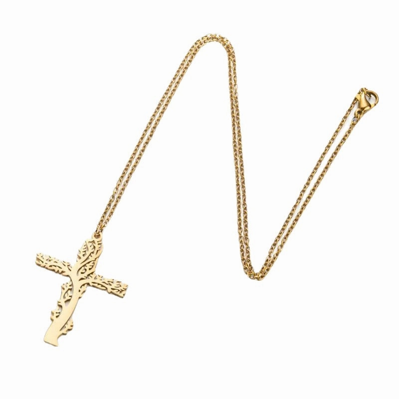 Wholesale of New Tree of Life Cross Stainless Steel Necklace