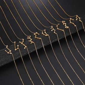 Wholesale of Twelve Constellations with Diamond Necklace Stainless Steel Collarbone Chain