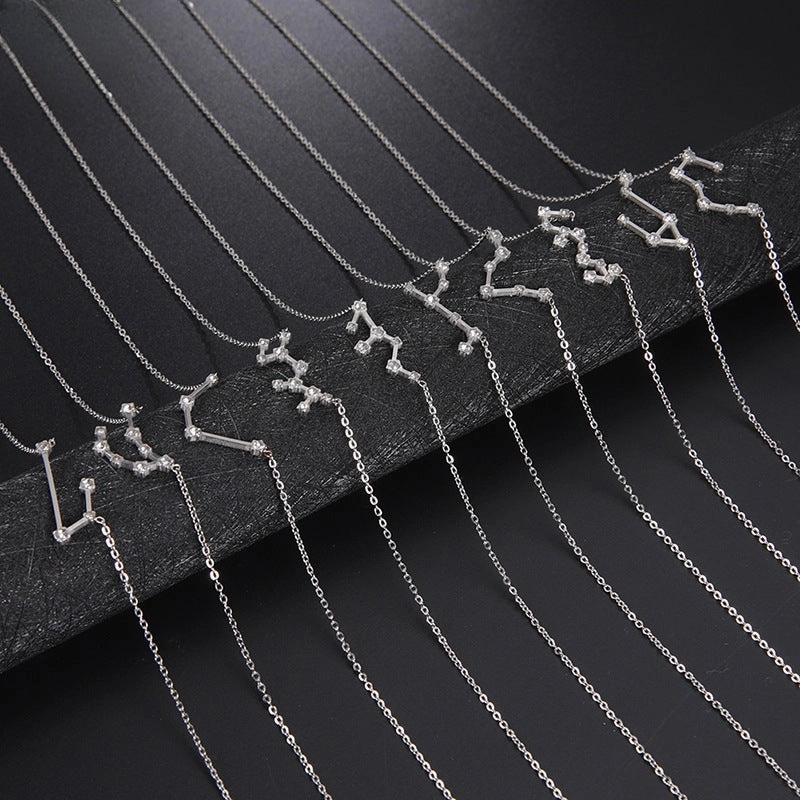 Wholesale of Twelve Constellations with Diamond Necklace Stainless Steel Collarbone Chain