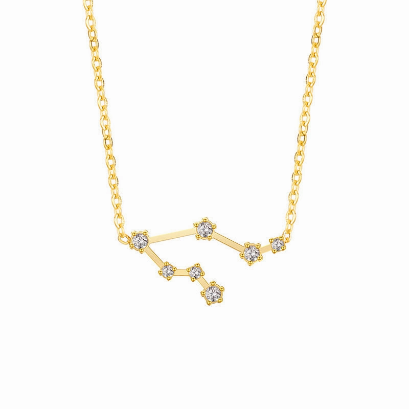 Wholesale of Twelve Constellations with Diamond Necklace Stainless Steel Collarbone Chain