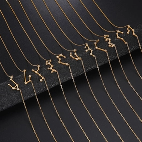Wholesale of Twelve Constellations with Diamond Necklace Stainless Steel Collarbone Chain