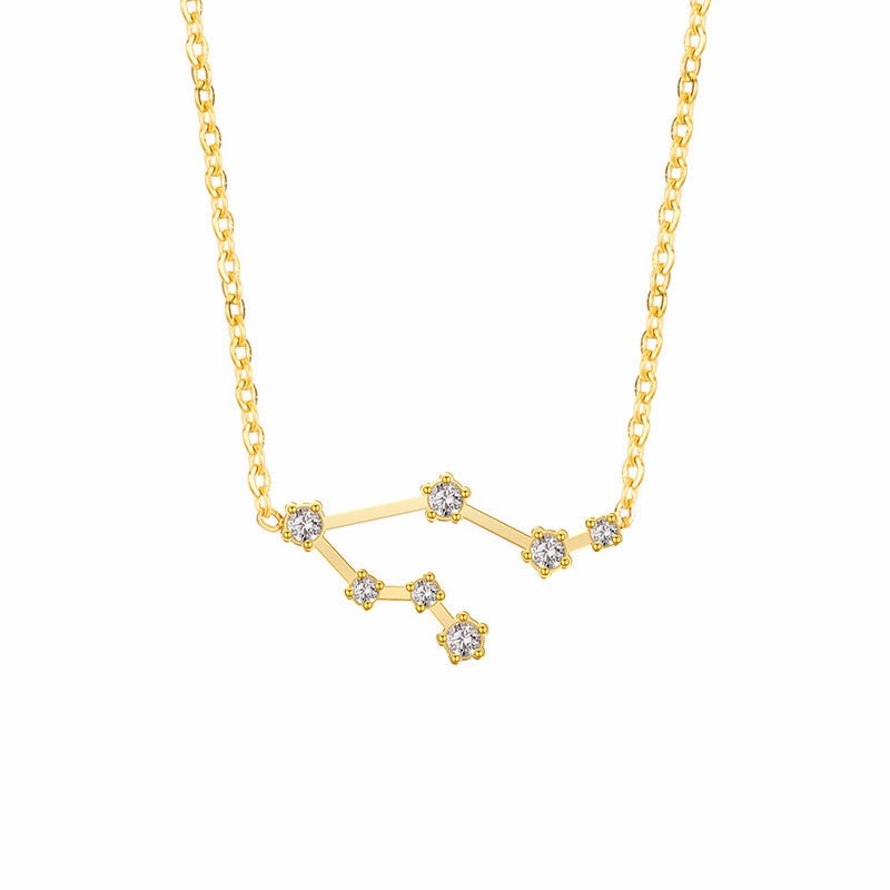 Wholesale of Twelve Constellations with Diamond Necklace Stainless Steel Collarbone Chain