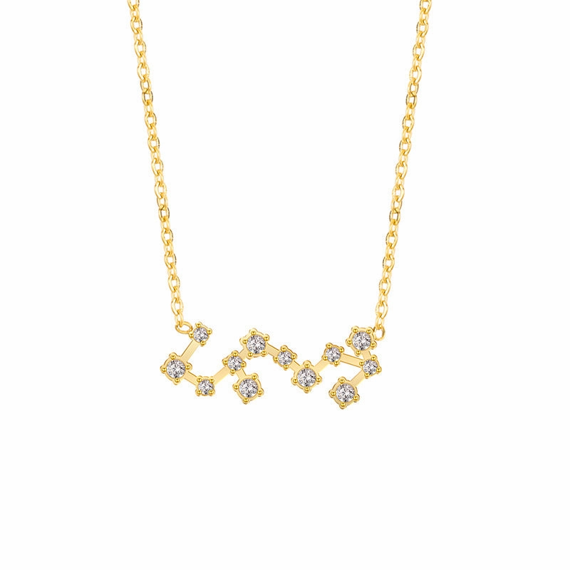 Wholesale of Twelve Constellations with Diamond Necklace Stainless Steel Collarbone Chain