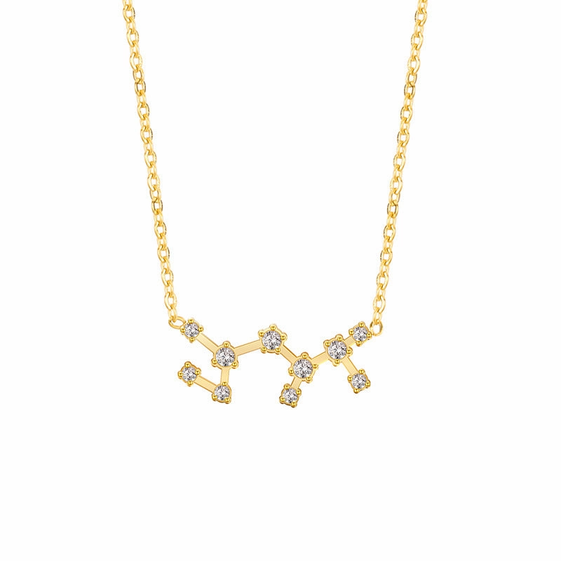 Wholesale of Twelve Constellations with Diamond Necklace Stainless Steel Collarbone Chain