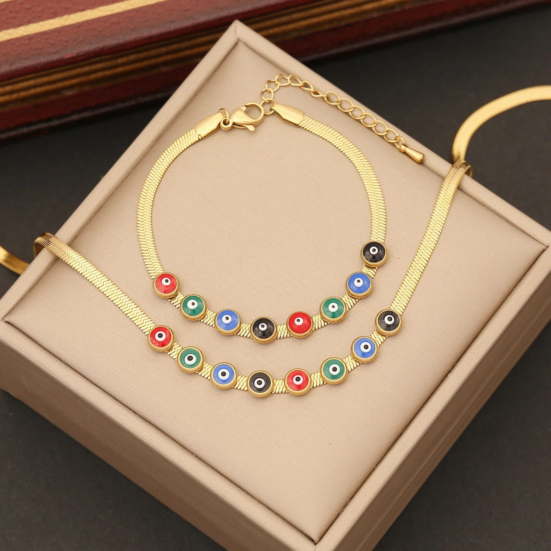 Wholesale Oil Drip Eye Clavicle Copper Necklaces