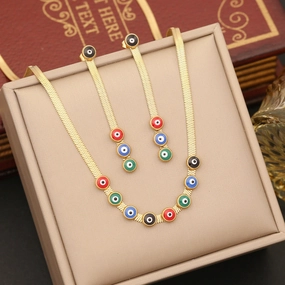 Wholesale Oil Drip Eye Clavicle Copper Necklaces