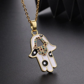 Wholesale Oil Drops Eyes Hand Palm Pendant Necklaces