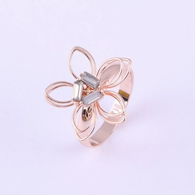 Wholesale Openwork Flower Diamond Copper Rings