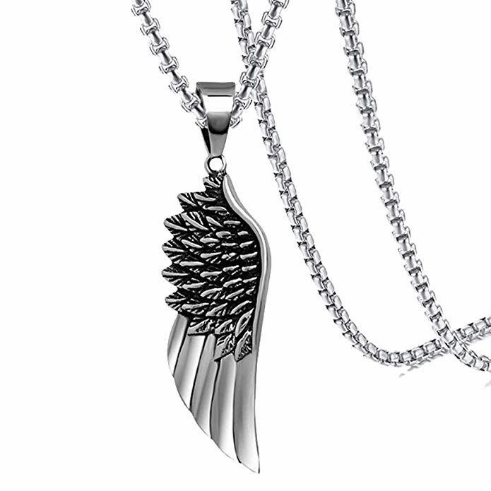 Wholesale Openwork Wings Pendant Stainless Steel Necklaces