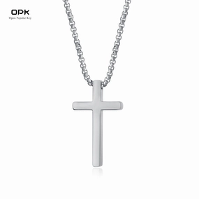 Wholesale opk jewelry glossy stainless steel cross accessories hip hop men's necklace