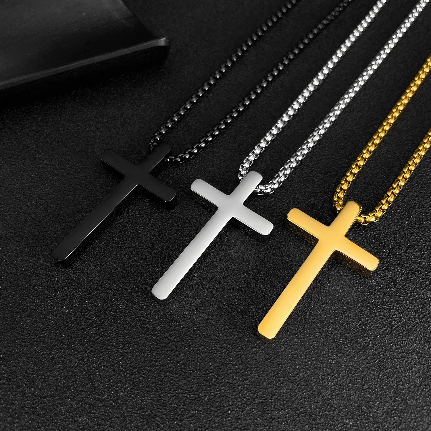 Wholesale opk jewelry glossy stainless steel cross accessories hip hop men's necklace