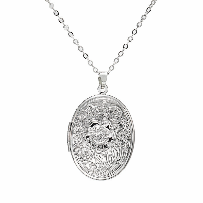 Wholesale Oval Engraved Open Pendant Brass Necklaces