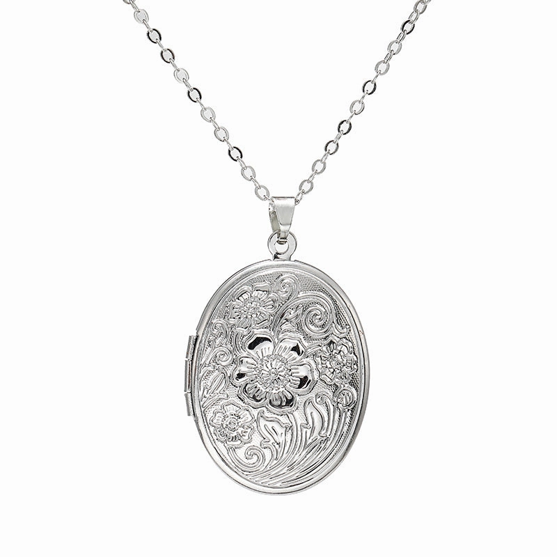 Wholesale Oval Engraved Open Pendant Brass Necklaces