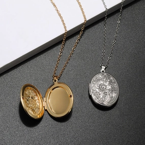 Wholesale Oval Engraved Open Pendant Brass Necklaces