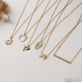 Wholesale Paper Card Cat Ears Alloy Necklaces