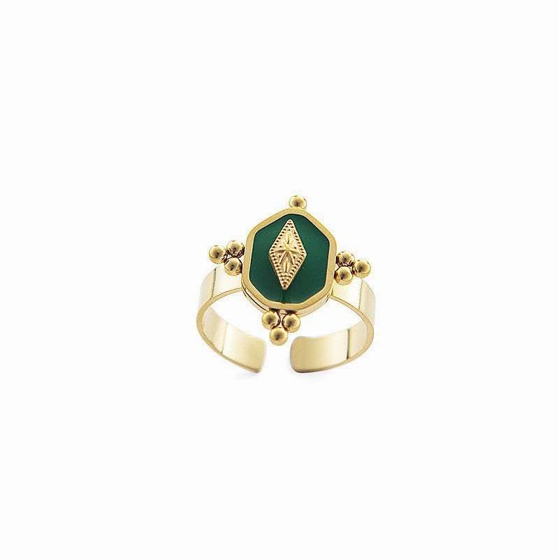 Wholesale Peacock Green Titanium Steel Adjustable Rings