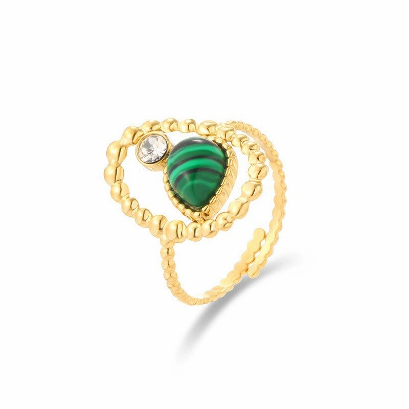 Wholesale Peacock Green Titanium Steel Adjustable Rings