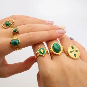 Wholesale Peacock Green Titanium Steel Adjustable Rings