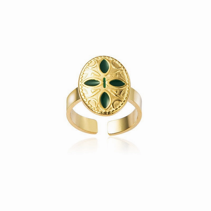 Wholesale Peacock Green Titanium Steel Adjustable Rings
