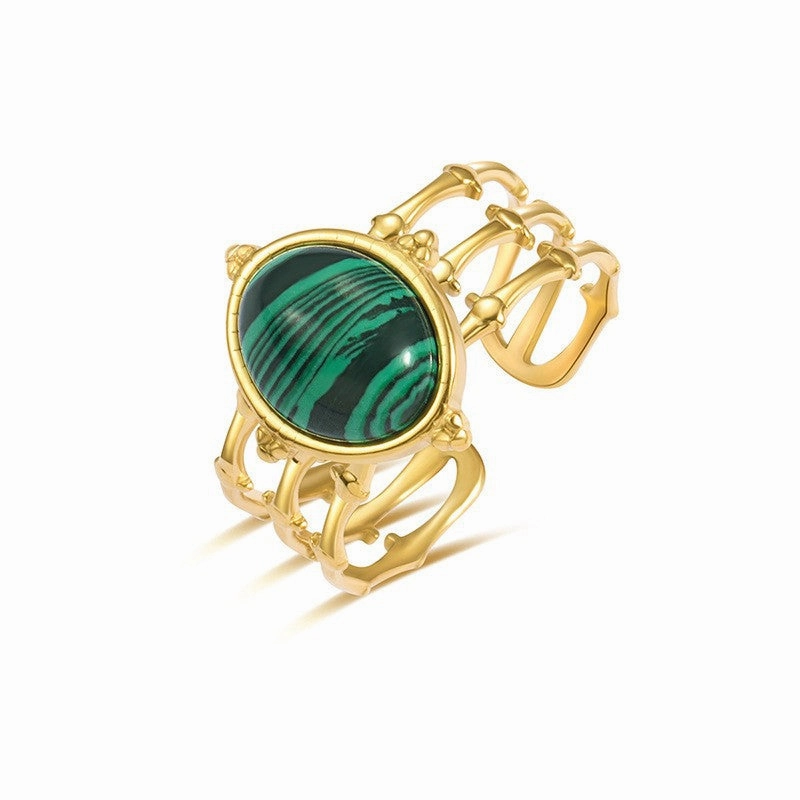 Wholesale Peacock Green Titanium Steel Adjustable Rings