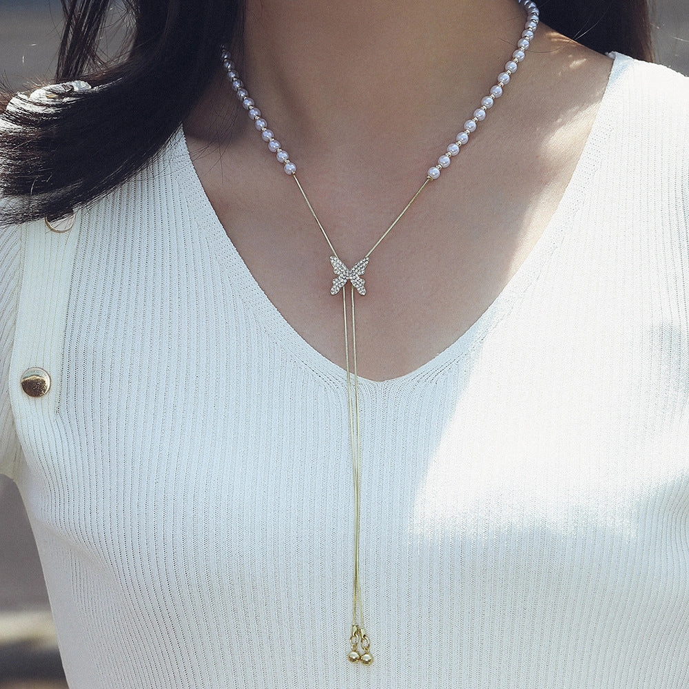 Wholesale Pearl Butterfly Alloy Necklaces