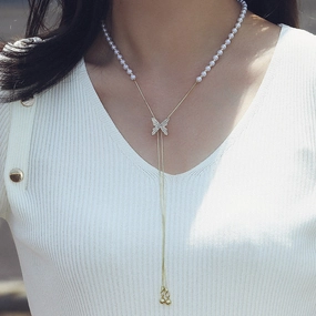 Wholesale Pearl Butterfly Alloy Necklaces