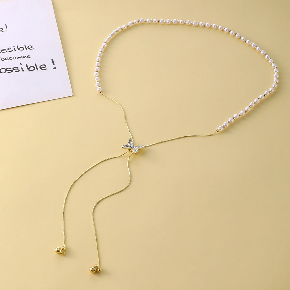 Wholesale Pearl Butterfly Alloy Necklaces