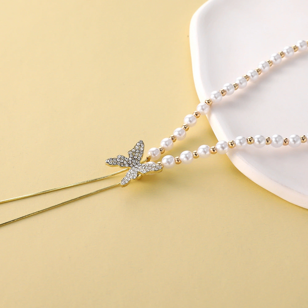 Wholesale Pearl Butterfly Alloy Necklaces